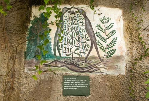 A close up of the winds of the shacapa painting